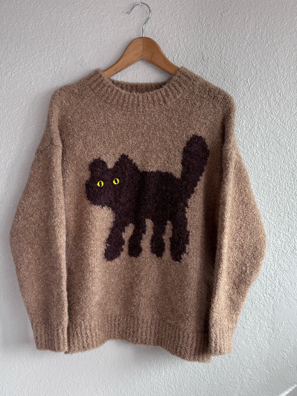 Cider Brown Cat Graphic Fairy Grunge Fuzzy Sweater XS - Picture 10 of 11